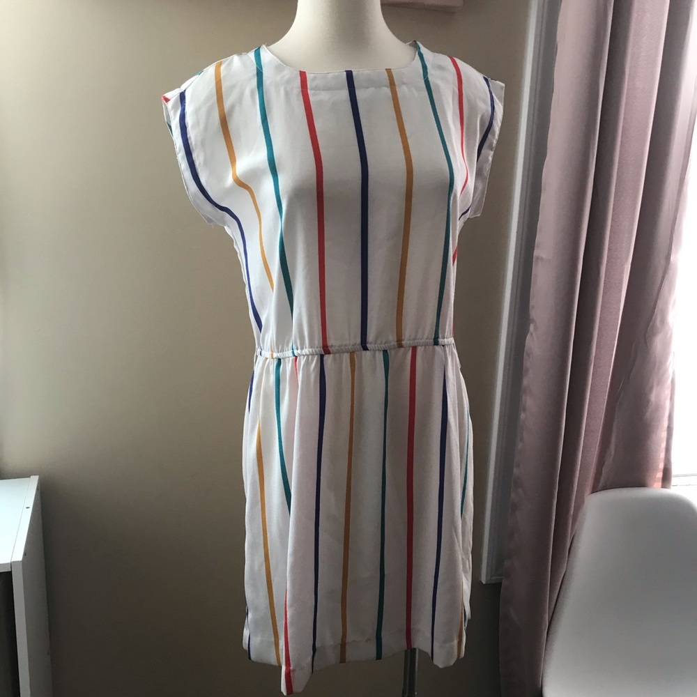 Vintage Bel Canto Multi Color Pinstripe Dress